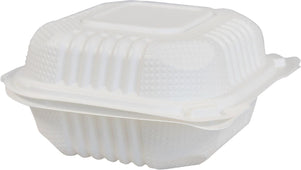 Eco-Craze - MFPP Clamshell Container - 5x5 - 1 Comp. - White Eco-Craze - MFPP Clamshell Container - 5x5 - 1 Comp. - White