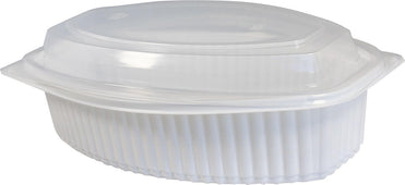CLR - Value+ - 32WC - Oval Container - 32oz - White w/Clear Lid CLR - Value+ - 32WC - Oval Container - 32oz - White w/Clear Lid