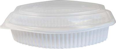 CLR - Value+ - 28WC - Oval Container - 28oz - White w/Clear Lid CLR - Value+ - 28WC - Oval Container - 28oz - White w/Clear Lid
