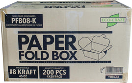 Eco-Craze - #8 Kraft Paper Fold Box - PFB08-K Eco-Craze - #8 Kraft Paper Fold Box - PFB08-K