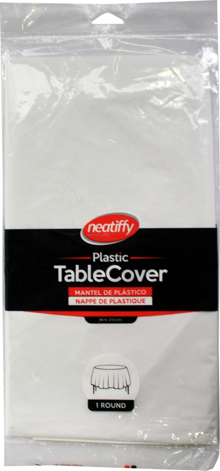 CLR - Table Cover - 84” Round - White Solid