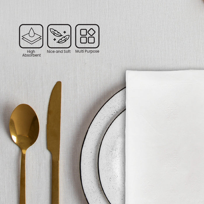 Mayfair - 3 ply Dinner Napkins 1/8 Fold - White - DNAP03