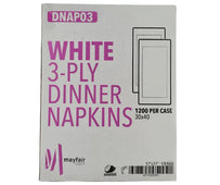 Mayfair - 3 ply Dinner Napkins 1/8 Fold - White - DNAP03 Mayfair - 3 ply Dinner Napkins 1/8 Fold - White - DNAP03