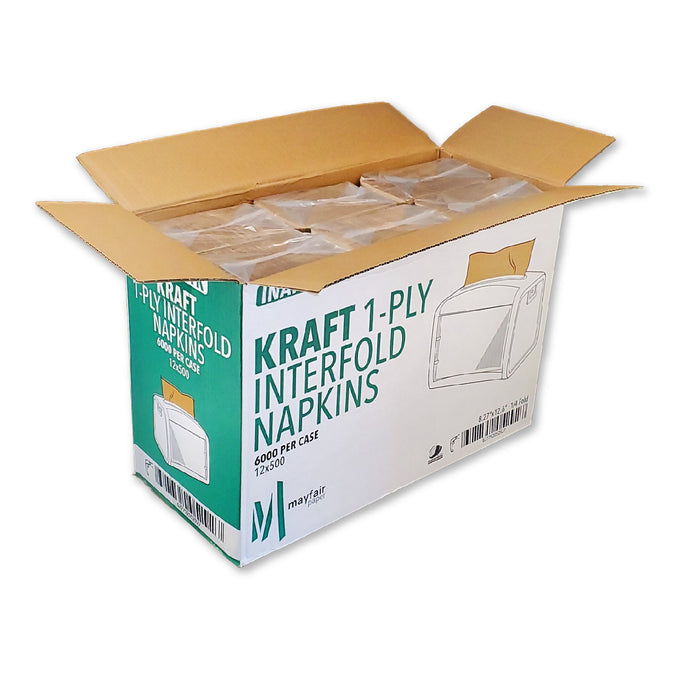 Mayfair - 1 ply Interfold Napkins 1/4 Fold - Kraft - INAP01K