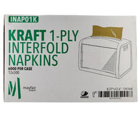 Mayfair - 1 ply Interfold Napkins 1/4 Fold - Kraft - INAP01K Mayfair - 1 ply Interfold Napkins 1/4 Fold - Kraft - INAP01K