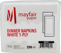 Mayfair - 1 Ply Dinner Napkins 1/8 Fold - White - DNAP01 Mayfair - 1 Ply Dinner Napkins 1/8 Fold - White - DNAP01