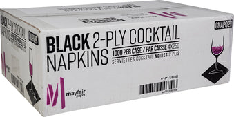 Mayfair - 2 Ply Cocktail Napkins 1/4 Fold - Black - CNAP02B Mayfair - 2 Ply Cocktail Napkins 1/4 Fold - Black - CNAP02B
