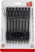 Office Works - Ball Pens Retractable 8-Pk Office Works - Ball Pens Retractable 8-Pk