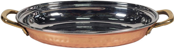 Copper Oval Entree Dish 300ml Emboss Handle No1, 19x13cm Copper Oval Entree Dish 300ml Emboss Handle No1, 19x13cm