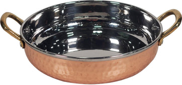CLR - Fry Pan SS Hammered 800Ml (Copper Plated) No.4 With 2 Gold Handle, 18cm CLR - Fry Pan SS Hammered 800Ml (Copper Plated) No.4 With 2 Gold Handle, 18cm