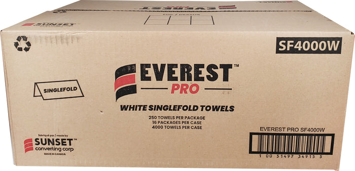 Everest Pro Single-Fold Paper Hand Towels - White