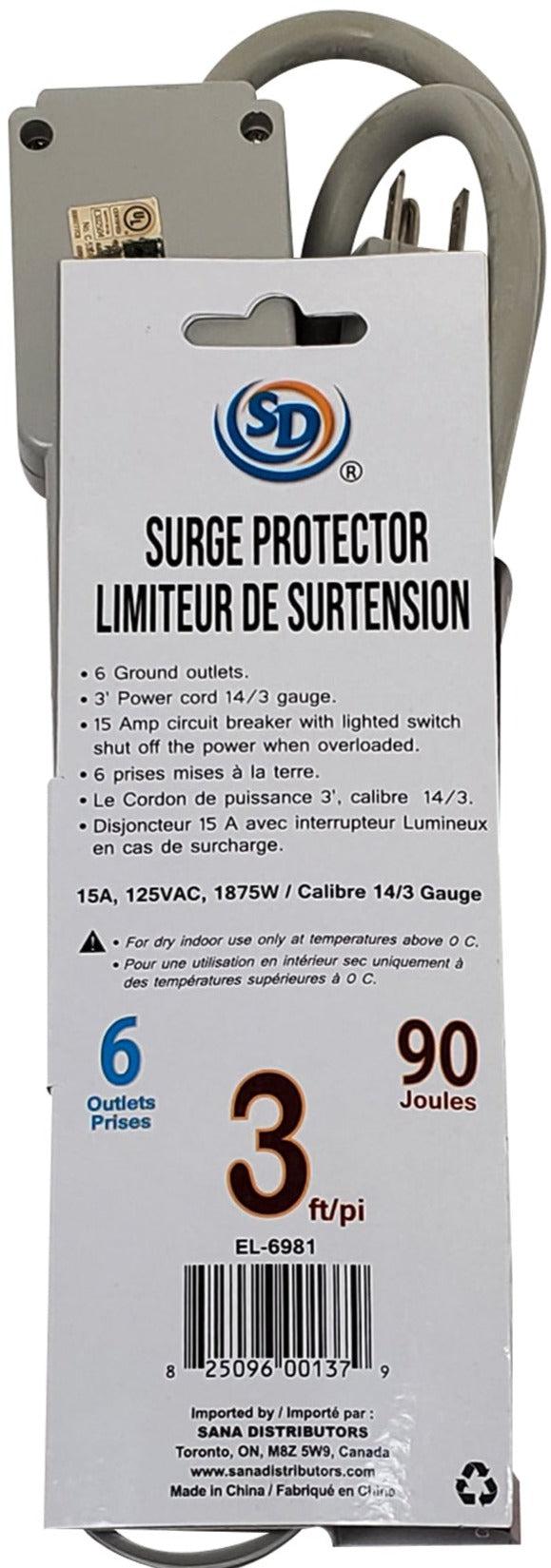 XC - Power Bar - 6 Outlet - 3' Cord