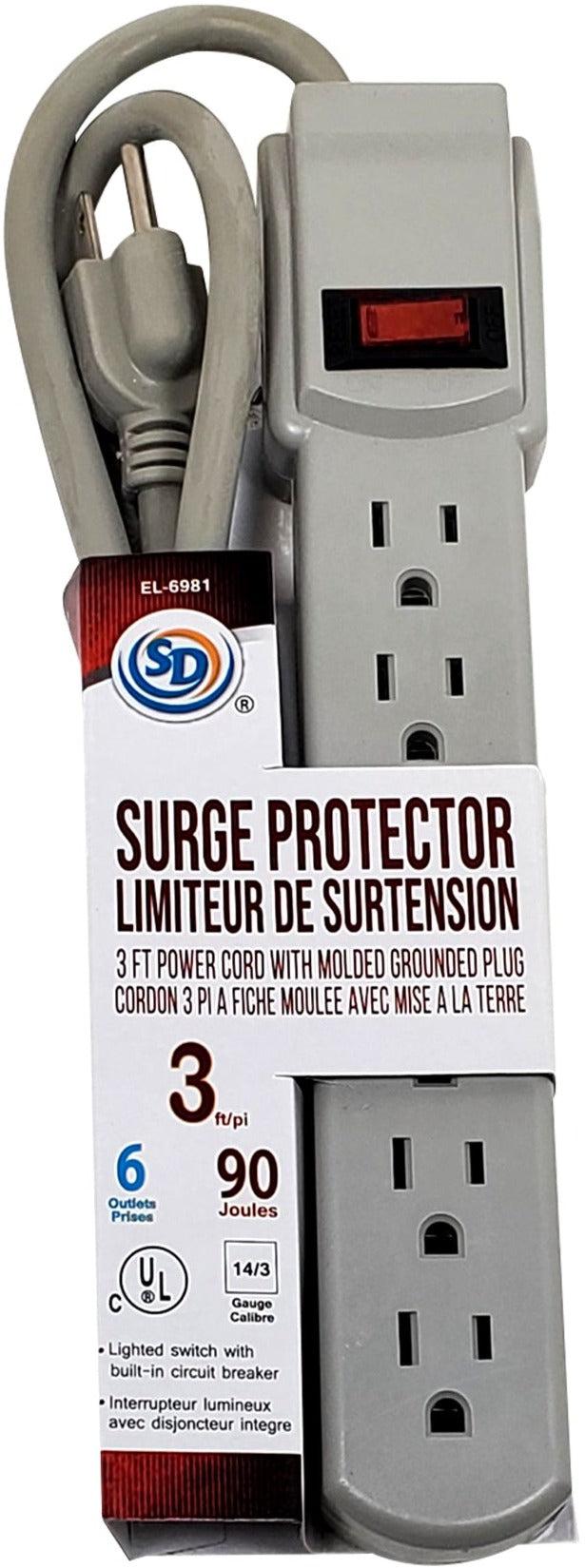 Power Bar - 6 Outlet - 3' Cord