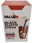 Value+ - 8'' - Black Plastic Straw - 6 mm Value+ - 8'' - Black Plastic Straw - 6 mm