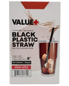 Value+ - 8'' - Black Plastic Straw - 6 mm