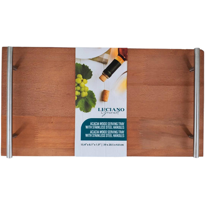 LeGourmet - Acacia Wood Serving Tray w/ Handle, 15.25x8.25