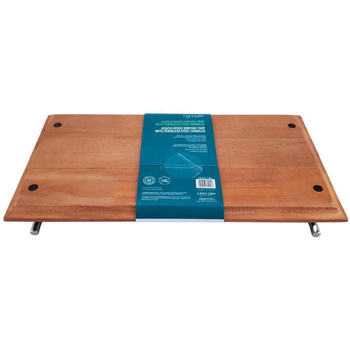 LeGourmet - Acacia Wood Serving Tray w/ Handle, 15.25x8.25