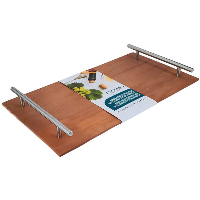 LeGourmet - Acacia Wood Serving Tray w/ Handle, 15.25x8.25