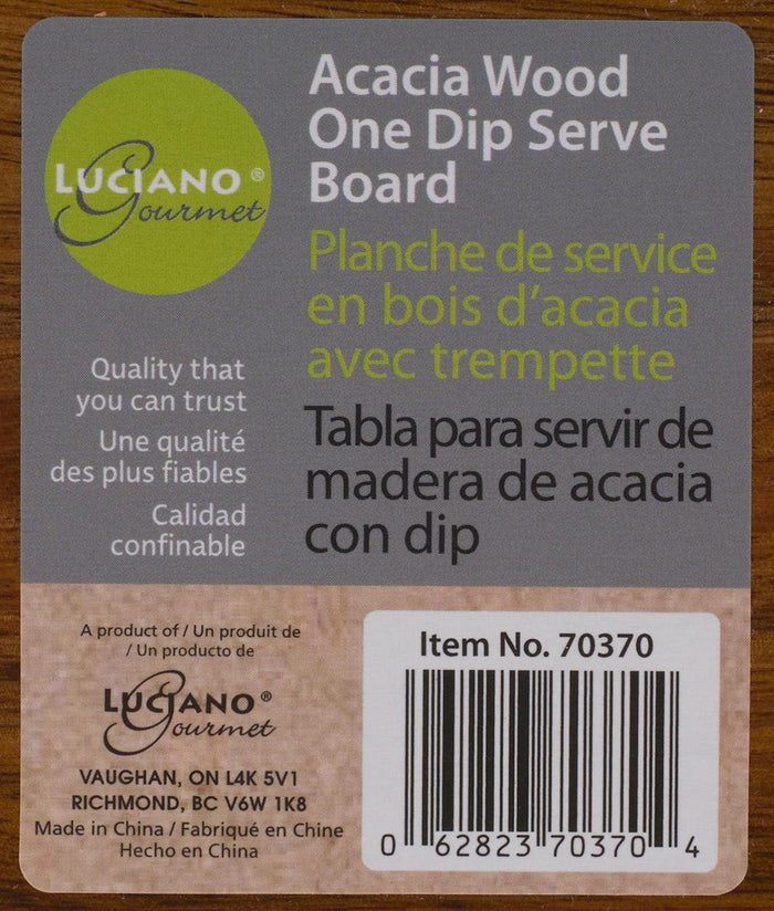 L.Gourmet - Acacia Wood One Dip Serve Board, 37x20x2cm