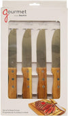 Set Of 4 Steak Knives - Acacia Wooden Handle Set Of 4 Steak Knives - Acacia Wooden Handle