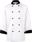 Spirito - Chef Jacket W/ Black Trim XS-XL - White/Black - CI12139 Spirito - Chef Jacket W/ Black Trim XS-XL - White/Black - CI12139