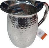 CLR - Winco - 2 Qt. Bell Pitcher w/ Ice Catcher - Hammered - S/S CLR - Winco - 2 Qt. Bell Pitcher w/ Ice Catcher - Hammered - S/S