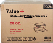 Value+ - 28oz Rectangle White Plastic Container Value+ - 28oz Rectangle White Plastic Container
