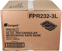 Genpak - Rectangular Base Container - 2 Comp -Black. - FPR232 Genpak - Rectangular Base Container - 2 Comp -Black. - FPR232