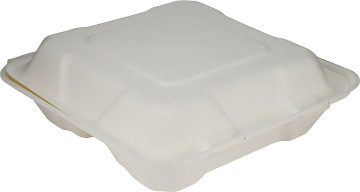 Eco-Craze - 8X8X3 - 3 Compartment Bagasse Clamshell