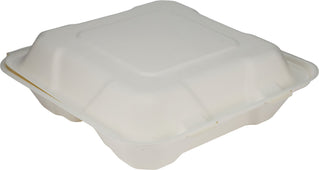Eco-Craze - 8X8X3 - 3 Compartment Bagasse Clamshell Eco-Craze - 8X8X3 - 3 Compartment Bagasse Clamshell