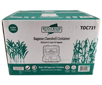 Eco-Craze - Bagasse Clamshell Container - 9X6 - 2 Comp Eco-Craze - Bagasse Clamshell Container - 9X6 - 2 Comp