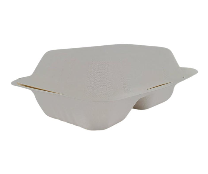 Eco-Craze - Bagasse Clamshell Container - 9X6 - 2 Comp
