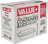 Value+ - 32oz Rectangular White Plastic Container Value+ - 32oz Rectangular White Plastic Container