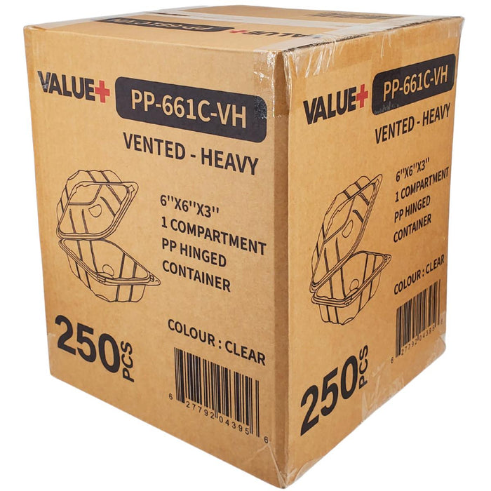 Value+ - PP-661C-VH- PP Hinged Cont. - 6x6x3