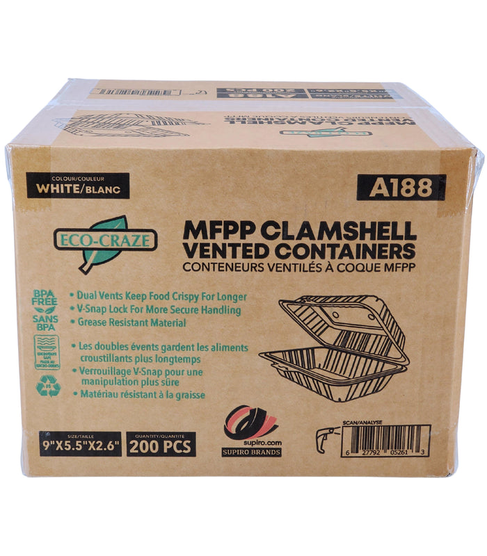 Eco-Craze MFPP Clamshell Vented Containers - 9