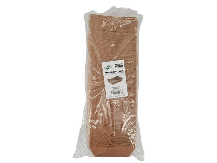 Eco-Craze PFT100-K #100 1 lb Kraft Paper Food Tray