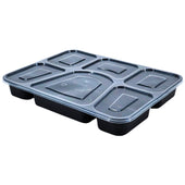 Value+ - 6 Comp Take-Out Thali with Lid - Black - PP Value+ - 6 Comp Take-Out Thali with Lid - Black - PP