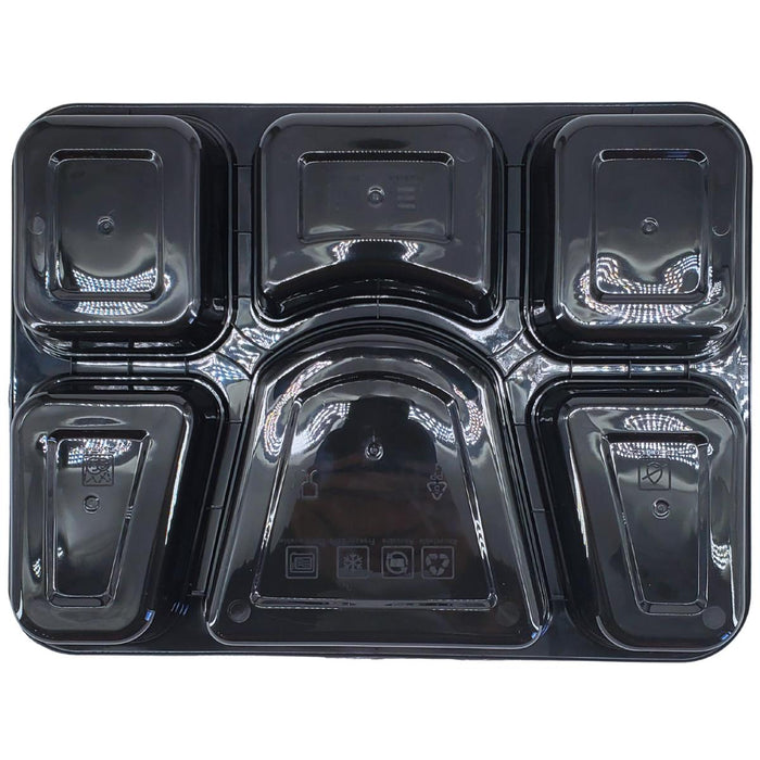 Value+ - 6 Comp Take-Out Thali with Lid - Black - PP