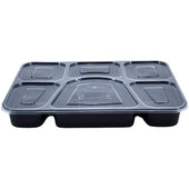 Value+ - 6 Comp Take-Out Thali with Lid - Black - PP Value+ - 6 Comp Take-Out Thali with Lid - Black - PP