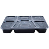 Value+ - 6 Comp Take-Out Thali with Lid - Black - PP Value+ - 6 Comp Take-Out Thali with Lid - Black - PP