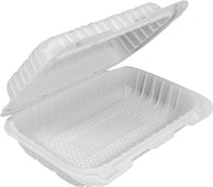 Eco-Craze - MFPP Clamshell Container - 9x6x2.6 - Double Lock - Vented - White Eco-Craze - MFPP Clamshell Container - 9x6x2.6 - Double Lock - Vented - White