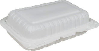 Eco-Craze - MFPP Clamshell Container - 9x6x2.6 - Double Lock - Vented - White Eco-Craze - MFPP Clamshell Container - 9x6x2.6 - Double Lock - Vented - White