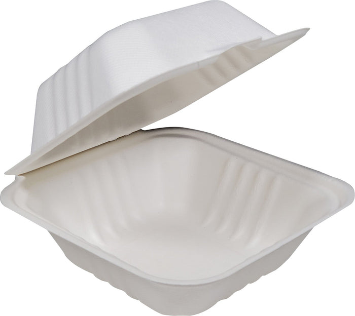 XC - E2E Foodpack - Bagasse Clamshell Container - 6x6