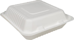 CLR - Arrow/PPP/Eco-Craze - Bagasse Clamshell Container - 9x9x3 CLR - Arrow/PPP/Eco-Craze - Bagasse Clamshell Container - 9x9x3