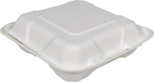 Eco-Craze - 8X8X3 - 3 Compartment Bagasse Clamshell Eco-Craze - 8X8X3 - 3 Compartment Bagasse Clamshell