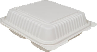 XE - Eco-Craze - Corn Starch Clamshell Container - 8X8 - 3 Comp XE - Eco-Craze - Corn Starch Clamshell Container - 8X8 - 3 Comp
