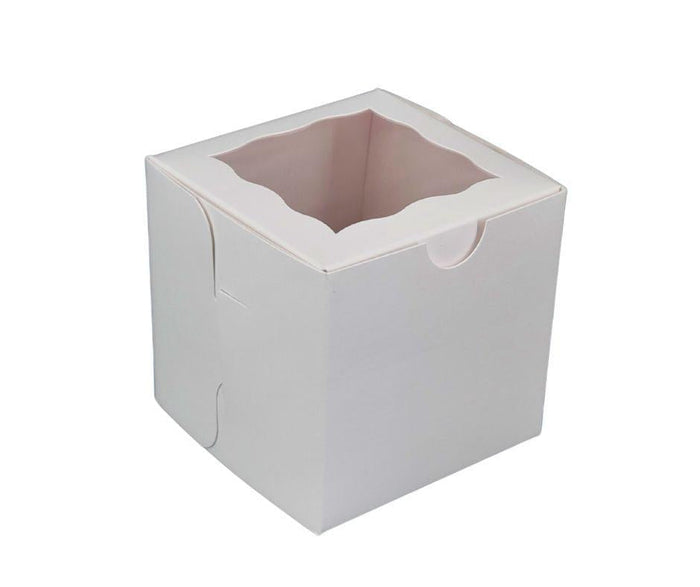 EB - Cup Cake Box with Window - White - 4x4x4