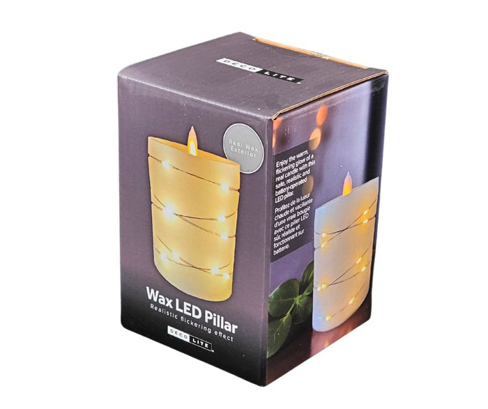 Deco Lite - LED Pillar w/String Lights - 3x3.9