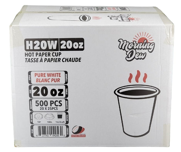 Morning Dew - 20 oz Hot Paper Cups - White - H20W