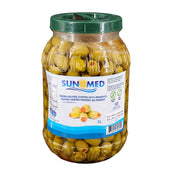 Sun Med - Green Stuffed Olives With Pimento - Super Colossal Sun Med - Green Stuffed Olives With Pimento - Super Colossal